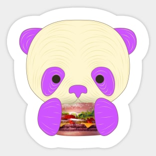 cute purple panda eat hamburger Sticker